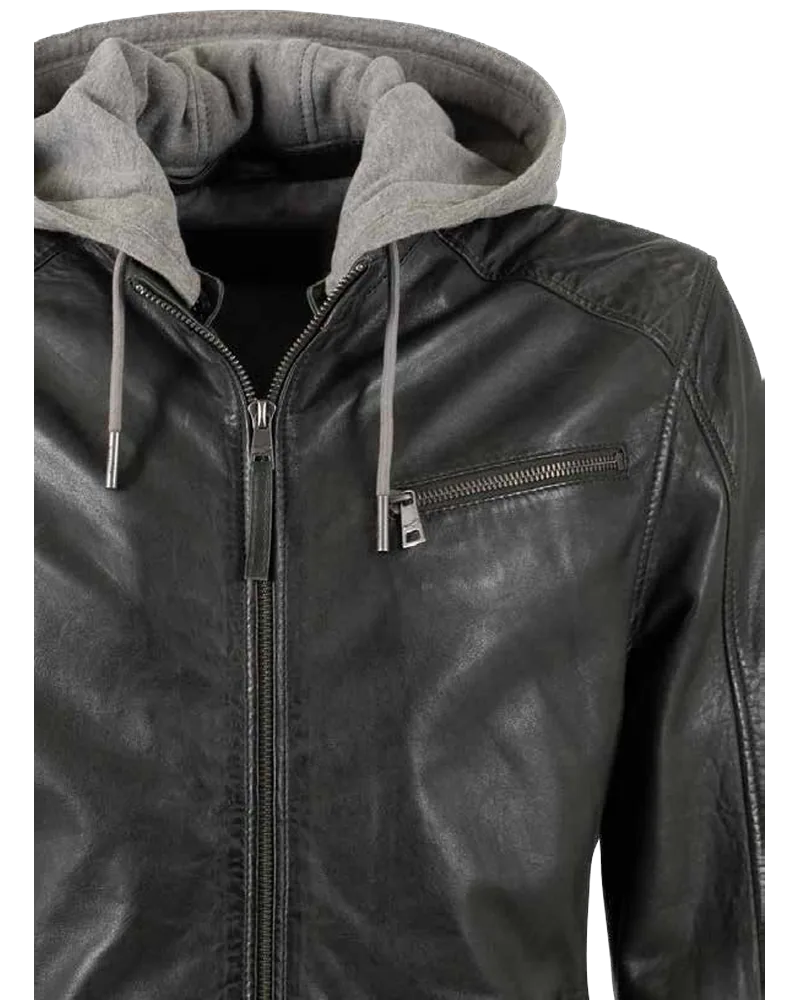 MMBarlo hooded leather jacket by Mauritius