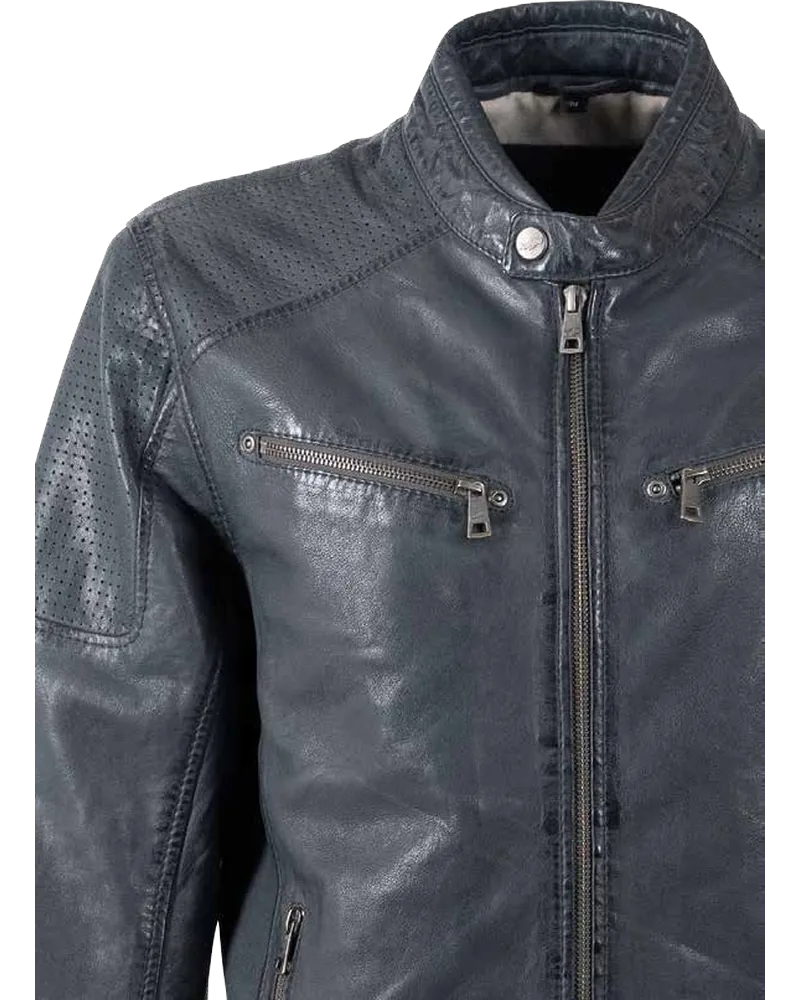 MMBroum perforated café-racer leather jacket by Mauritius